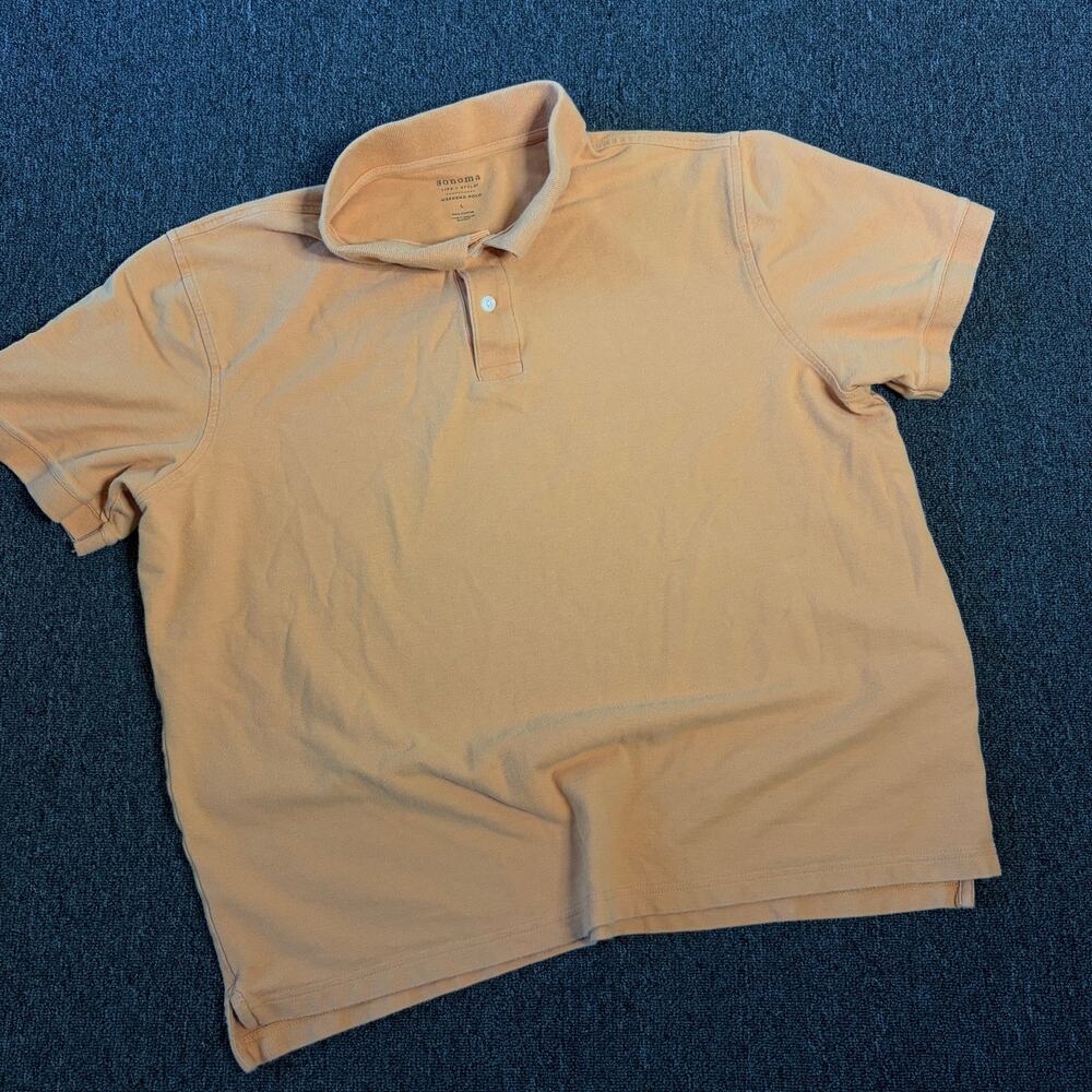 Vintage Y2k Sonoma Lifestyle Weekend Polo Orange 100% Cotton Men's Shirt Large